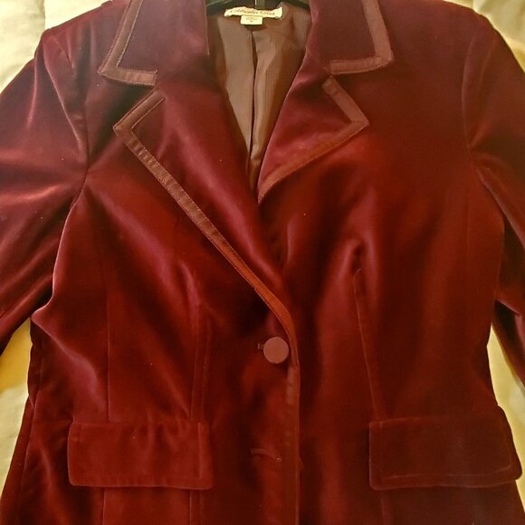 Coldwater Creek BURGUNDY / WINE Velvet Jacket Size 8 - Picture 4 of 13